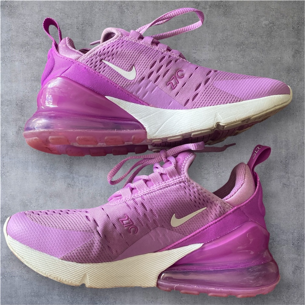 Nike Air Max 270 Amethyst/Pink Blast Mesh Running Shoes Girls size 4